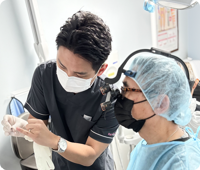 Professional showing doctor dental bridge.